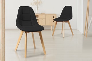 $2 chaises Gabriella - Noir et naturel