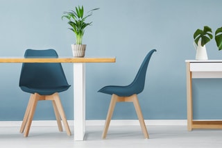$2 chaises Suedia - Bleu canard et naturel