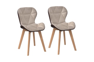 $2 chaises Gladys - Taupe et naturel