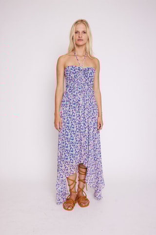 $Robe longue - Blanc et turquoise