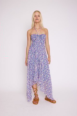 $Robe longue - Blanc et turquoise