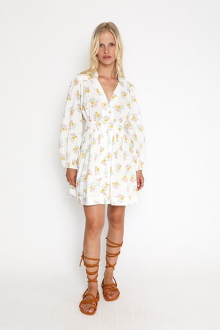 $Robe chemise - Blanc et jaune