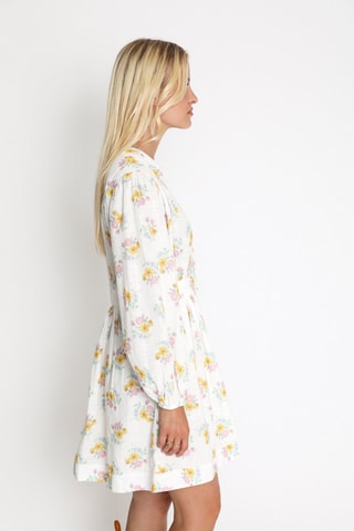 $Robe chemise - Blanc et jaune