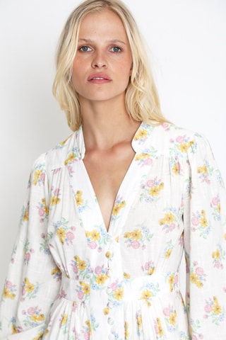 $Robe chemise - Blanc et jaune