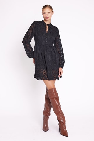 $Robe patineuse en dentelle - Noir