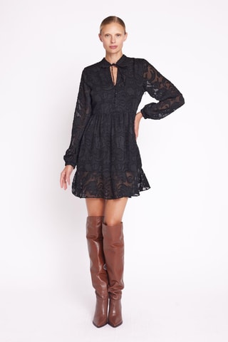 $Robe patineuse en dentelle - Noir