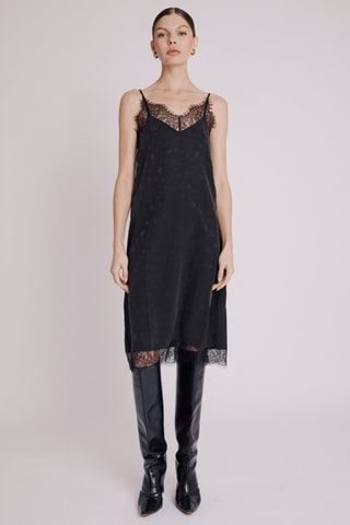 $Robe en soie - Noir