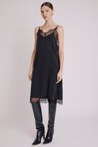 $Robe en soie - Noir