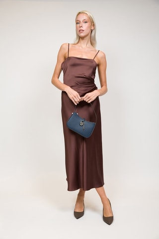 $Sac porté épaule en cuir Lyra - Bleu marine