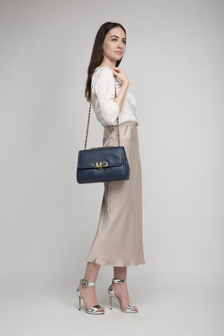 $Sac bandoulière en cuir - Bleu