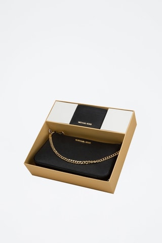 $Sac porté épaule et porte-cartes en cuir - Noir