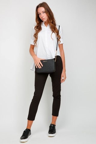 $Sac bandoulière en cuir - Noir