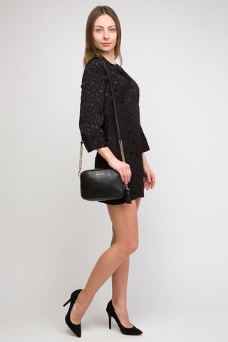 $Sac bandoulière en cuir - Noir