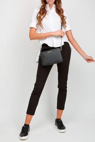 $Sac bandoulière en cuir - Noir