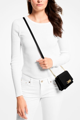 $Sac bandoulière en cuir - 
Noir