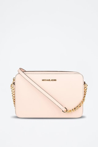 $Sac bandoulière en cuir - Rose poudré