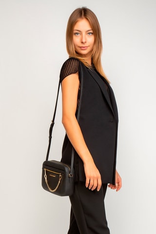 $Sac bandoulière en cuir - Noir