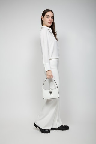 $Sac porté épaule en cuir Lyra - Blanc