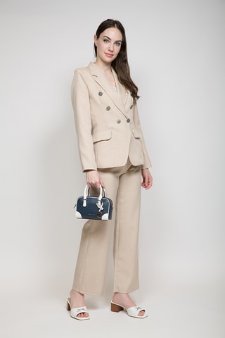 $Sac à main en cuir - Bleu marine