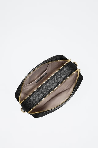 $Sac bandoulière en cuir - Noir