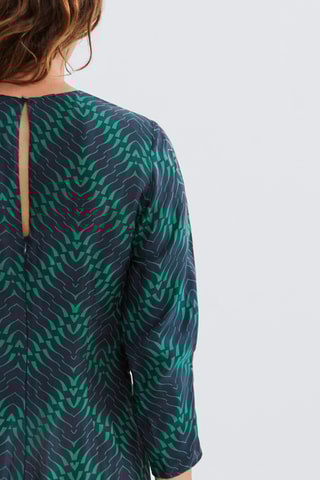 $Robe droite - Bleu marine et vert - IKKS