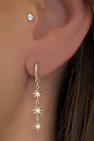 $Boucles d'oreilles - Doré et blanc