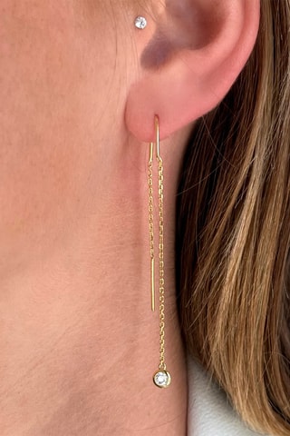$Boucles d'oreilles dorées à l'or fin jaune