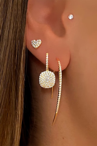 $Boucles d'oreilles dorées à l'or fin jaune