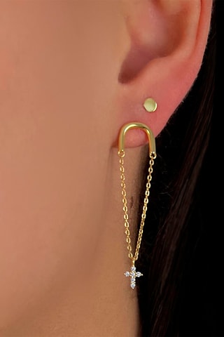 $Boucles d’oreilles dorées à l'or fin jaune