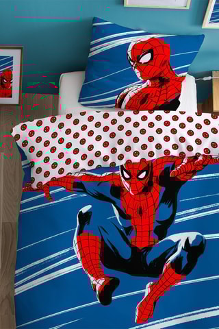 $Parure de couette Spider-Man Home Anniversary Avengers Marvel - Bleu et rouge