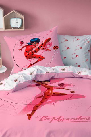 $Parure de couette Ladybug Miraculous - Rose et blanc