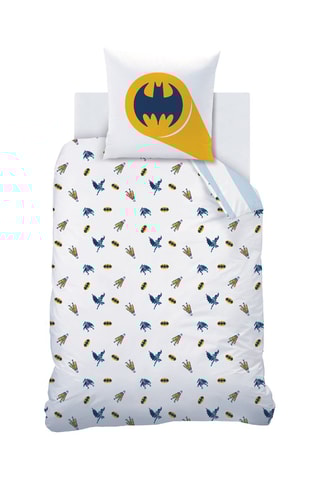 $Parure de couette Batman La Ligue des Justiciers DC Comics - Blanc et bleu