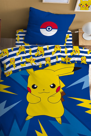 $Parure de couette en coton 115 fils/cm² Pokémon Spike - Bleu