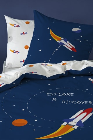 $Parure de couette Espace 115 fils/cm² -  Bleu et blanc