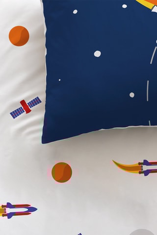 $Parure de couette Espace 115 fils/cm² -  Bleu et blanc