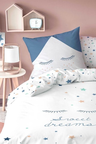 $Parure de couette en coton 57 fils/cm² Sweet dreams - Blanc et gris