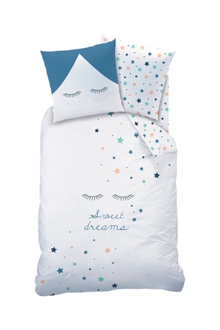 $Parure de couette en coton 57 fils/cm² Sweet dreams - Blanc et gris