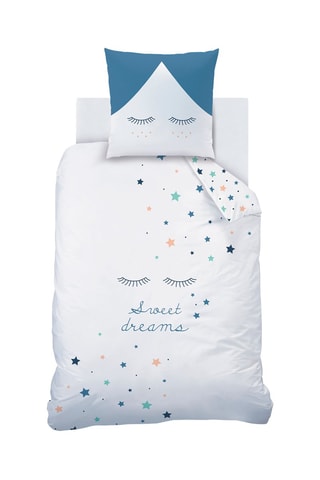 $Parure de couette en coton 57 fils/cm² Sweet dreams - Blanc et gris