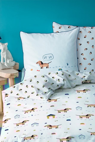 $Parure de couette Waf Waf en coton 115 fils/cm² - Blanc