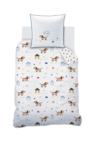 $Parure de couette Waf Waf en coton 115 fils/cm² - Blanc