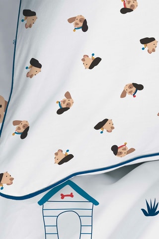 $Parure de couette Waf Waf en coton 115 fils/cm² - Blanc