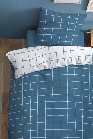 $Parure de couette minimaliste - Bleu et blanc