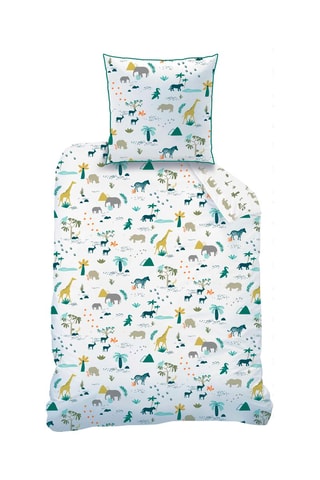 $Parure de couette en coton 57 fils/cm² Safari - Blanc et kaki