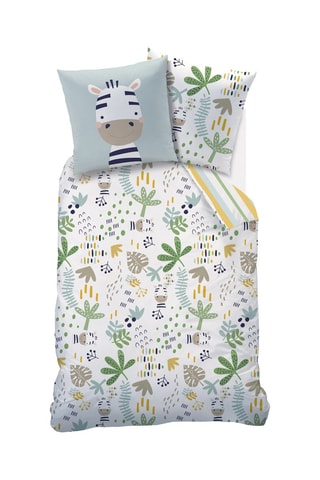 $Parure de couette en coton Jino - Blanc et bleu