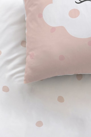 $Parure de couette en coton Nuages - Rose et blanc