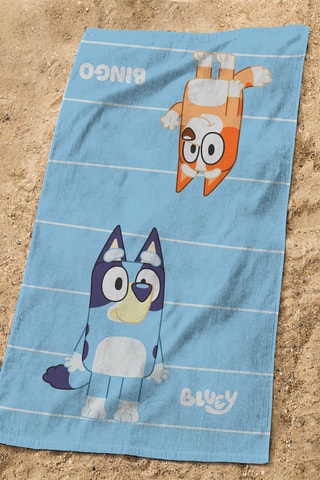$Drap de plage Bluey Hourra - 70 x 120 cm - Bleu