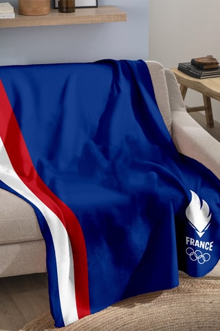$Plaid Paris 2024 - Bleu et blanc - 110 x 140 cm