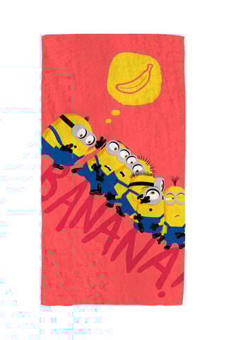 $Serviette de plage Les Minions - Corail et jaune - 70 x 120 cm