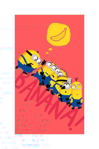 $Serviette de plage Les Minions - Corail et jaune - 70 x 120 cm
