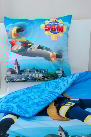 $Parure de lit réversible Sam le pompier - Bleu